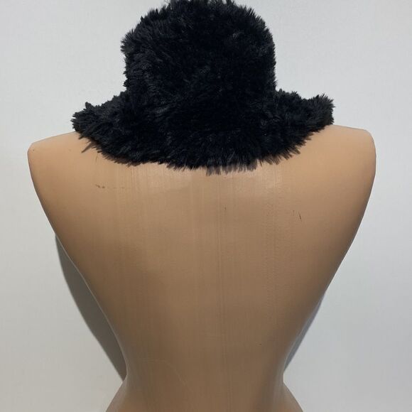 Round Unisex Black Faux Fur Winter Collar Scarf Size 6x40 - Picture 4 of 5
